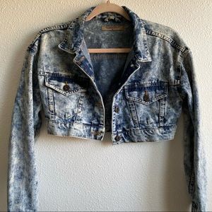 Acid Wash Cropped Denim Jacket